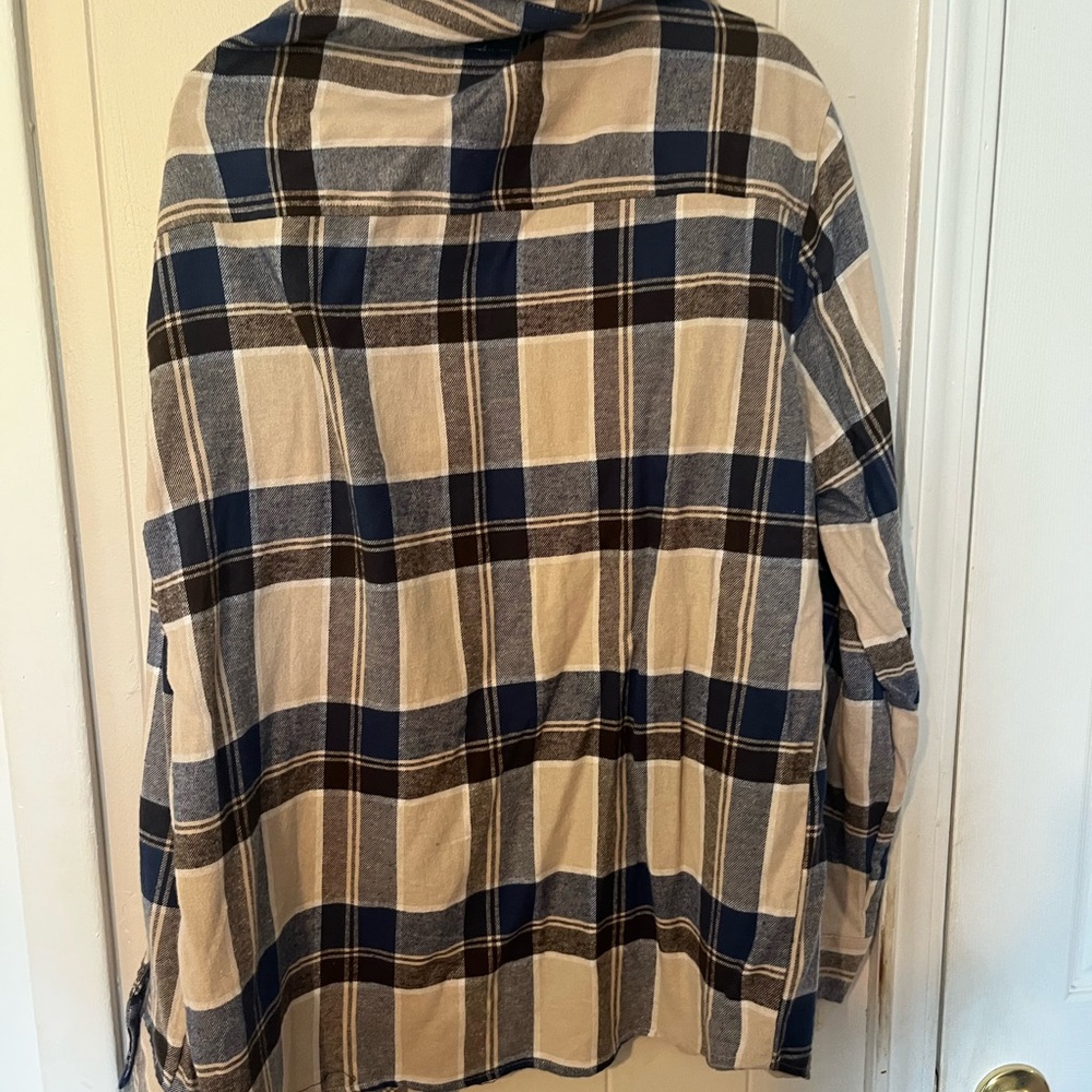 RSQ Blue and Tan Plaid Shirt - Picture 3 of 5